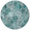 Teal Blue Aqua And Gray Abstract Washable Indoor Outdoor Area Rug - 4 of 4