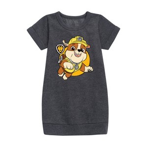 - Paw Patrol - Rubble Sketch Graphic Short Sleeve Fleece Dress - 1 of 4