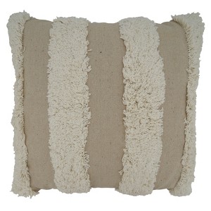 Saro Lifestyle Tufted Pillow - Down Filled, 20" Square, Ivory - 1 of 3