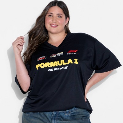 Women's F1 Short Sleeve Oversized Graphic Jersey - Black