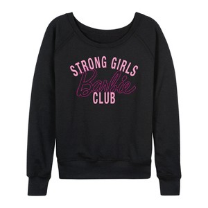 Women's - Barbie - Strong Girls Club Lightweight French Terry Wide Neck Long Sleeve Shirt - 1 of 4