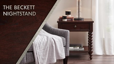 Morocco Brown Acacia Wood 1-Drawer Nightstand with Turned Legs
