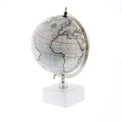 Gray Marble and Metal Modern Decorative Globe