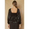 Women's Satin Bubble Sleeve Blouse - entro - 2 of 4