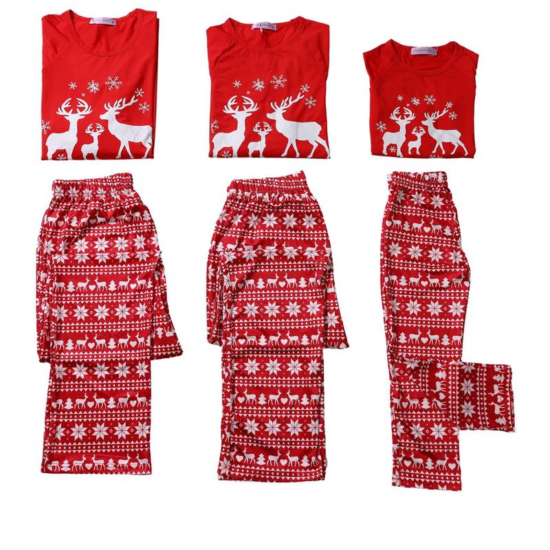 cheibear Christmas Deer Loungewear Long Sleeves Tee and Deer Pants Family Pajama Sets, 3 of 5