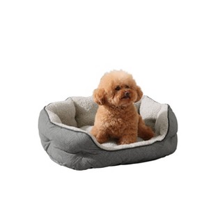 Arlee Home & Pet Cozy Orthopedic Eco-Friendly Durable Dog Bolster Bed - Charcoal Gray - M - 1 of 4
