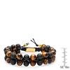 Steeltime Men's tiger eye and black lava beaded drawstring bracelet with 18k gold plated stainless steel accents - 3 of 4