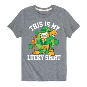 Boys' - Garfield - This Is My Lucky Shirt Short Sleeve Graphic T-Shirt - 1 of 4