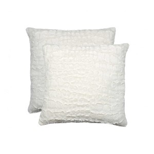 HomeRoots Set of Two Ivory Faux Fur Throw Pillow - 1 of 4