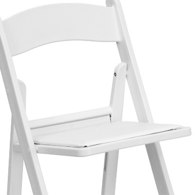 White Resin Folding Chair Set with Vinyl Padded Seat