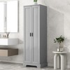 Angel Sar 5 Tier Tall Narrow Bathroom Cabinet with 2 Adjustable Shelves, 2 Fixed Shelves & 2 Doors, Anti-Tipping Storage Cabinet, Grey - 2 of 4