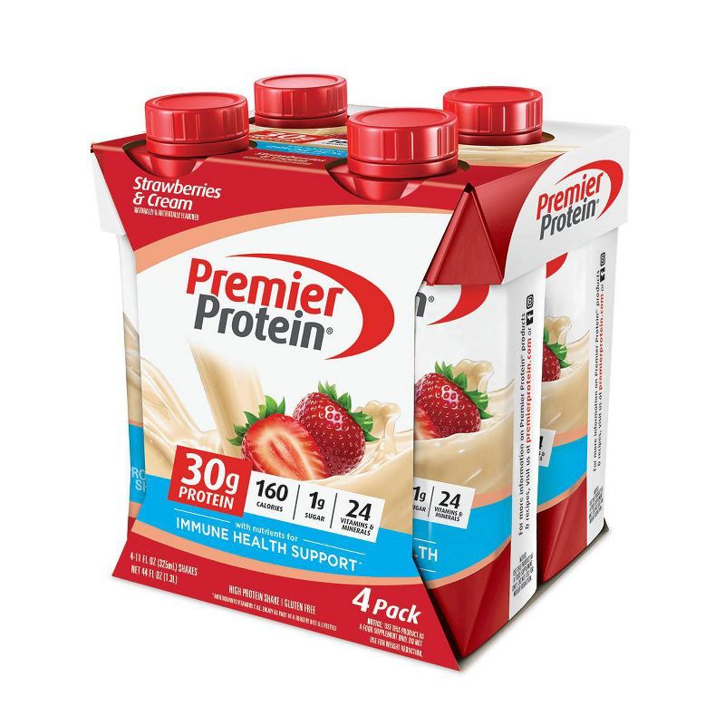 Premier Protein Nutritional Shake - Strawberries &#38; Cream - 11 fl oz/4pk, 1 of 10