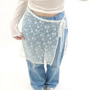 Anna-Kaci Women's Sheer Floral Lace Wrap Overlay Skirt with Side Tie Detail 55in - 1 of 3