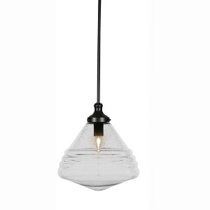 Toltec Lighting Juno 1 - Light Pendant in  Matte Black with 14" Clear Bubble Shade - 1 of 1