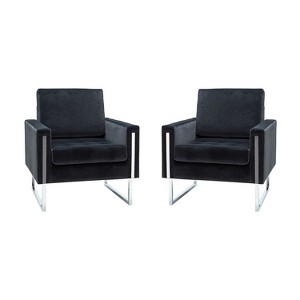 Set of 2 Idmon Contemporary Tufted Wooden Upholstered Club Chair with Metal Legs for Bedroom and Living Room Club Chair| ART OF LIVING DESIGNS - 1 of 4