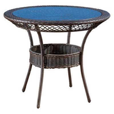 Figi 34" Round Wicker and Glass Table - Multi Brown - Christopher Knight Home