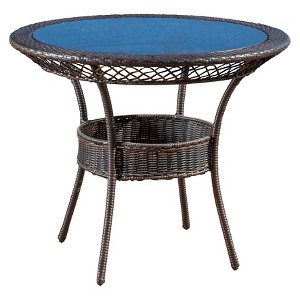 Figi 34" Round Wicker and Glass Table: Sturdy All-Weather, Storage Basket, Patio Dining - Christopher Knight Home - 1 of 4