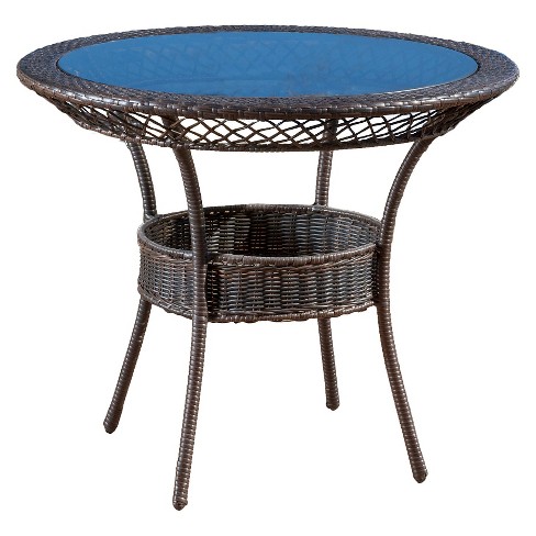 Figi 34 Round Wicker And Glass Table, 34 Round Glass Table Topper
