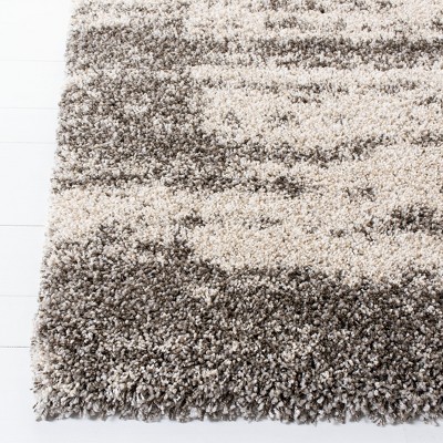 Ivory and Gray 7' x 7' Square Shag Area Rug