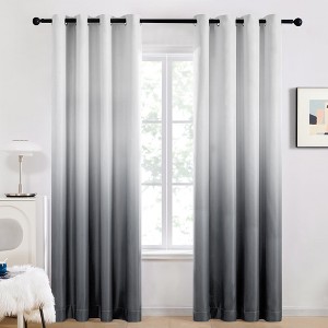 Deconovo Gradient Ombre Room Darkening Curtains, 2 Panels, Grommet Top - 1 of 4