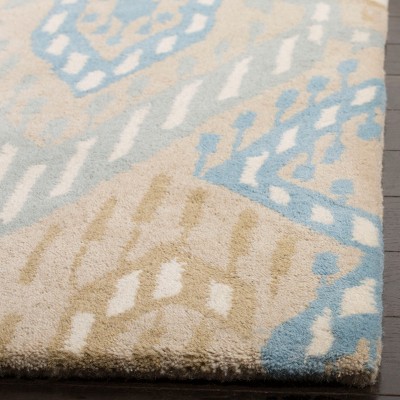 Blue and Beige Hand-Tufted Wool 8' x 10' Area Rug