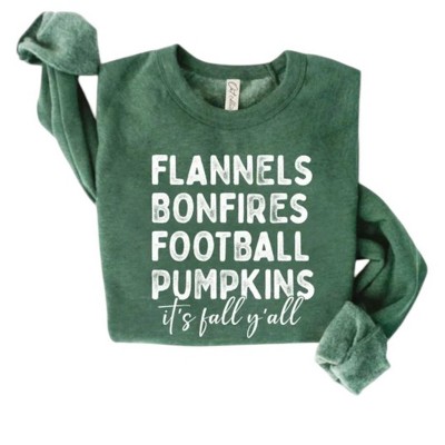 Women's Unisex Flannels Bonfires Football Pumpkins Sweatshirt - OAT COLLECTIVE