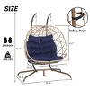 Double Patio Swing Egg Chair With Stand,Wicker Hanging Basket Chair With UV Resistant Cushions,Hammock Chair -Maison Boucle - 4 of 4