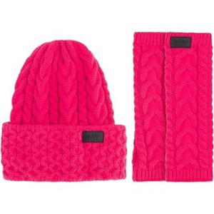 Nicole Miller Women's Winter Cable Knit Beanie Hat  & Arm Warmer Sleeves, Gift Set for Women (Hot Pink) - 1 of 1