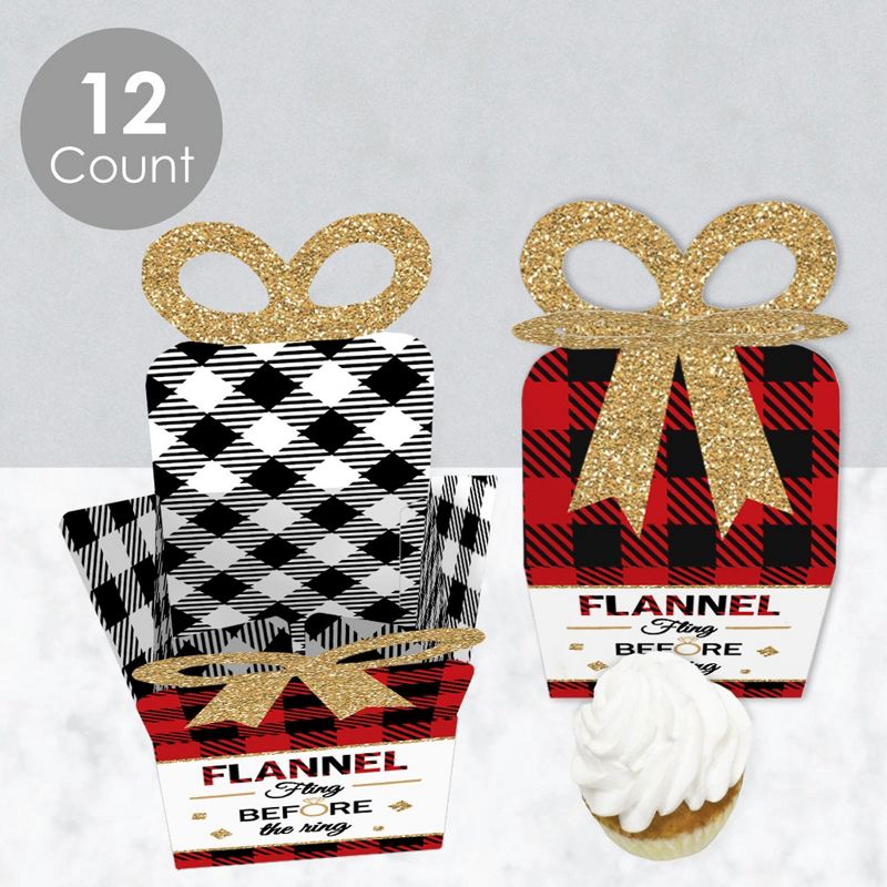 Big Dot of Happiness Flannel Fling Before The Ring - Square Favor Gift Boxes - Buffalo Plaid Bachelorette Party Bow Boxes - Set of 12, 3 of 8