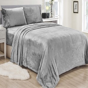 Lavana Microplush Ultra Premium All Season Soft Brushed Sheet Set Gray by Plazatex - 1 of 3