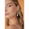 Slickblue Women's Drop Earrings, Feather Shape Design, Gold with Pearl Accent, Dangle Style, 1.3" Length - 2 of 4