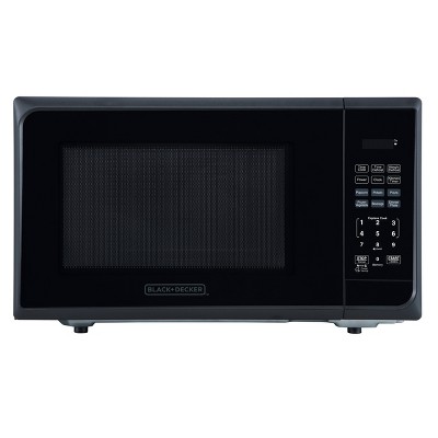 Black+decker Digital Microwave Oven with Turntable Push-Button Door Child Safety Lock Stainless Steel 0.9 CU.FT