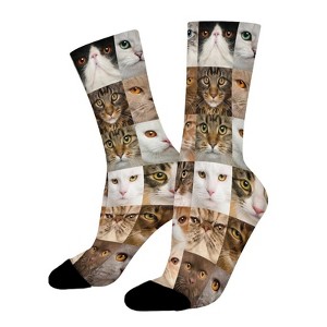 Cool Cats Women Printed Crew Socks Funny Funky Socks Soft Polyester Novelty Gifts for Artists Men - 1 of 4