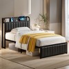 VECELO Twin/Full/Queen Size Metal Frame Platform Bed Frame with Storage Charging Station, Black/Gray - 2 of 4