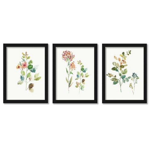 Americanflat Botanical Minimalist (set Of 3) Flower Market By Pi Creative Art  Framed Triptych Wall Art Set : Target