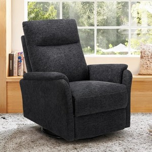Swivel Rocking Recliner - Darkgrey, Fabric Upholstery, Footrest, High Back, Wide Cushion, Metal Base – Ideal for Living Room, Nursery. - 1 of 4
