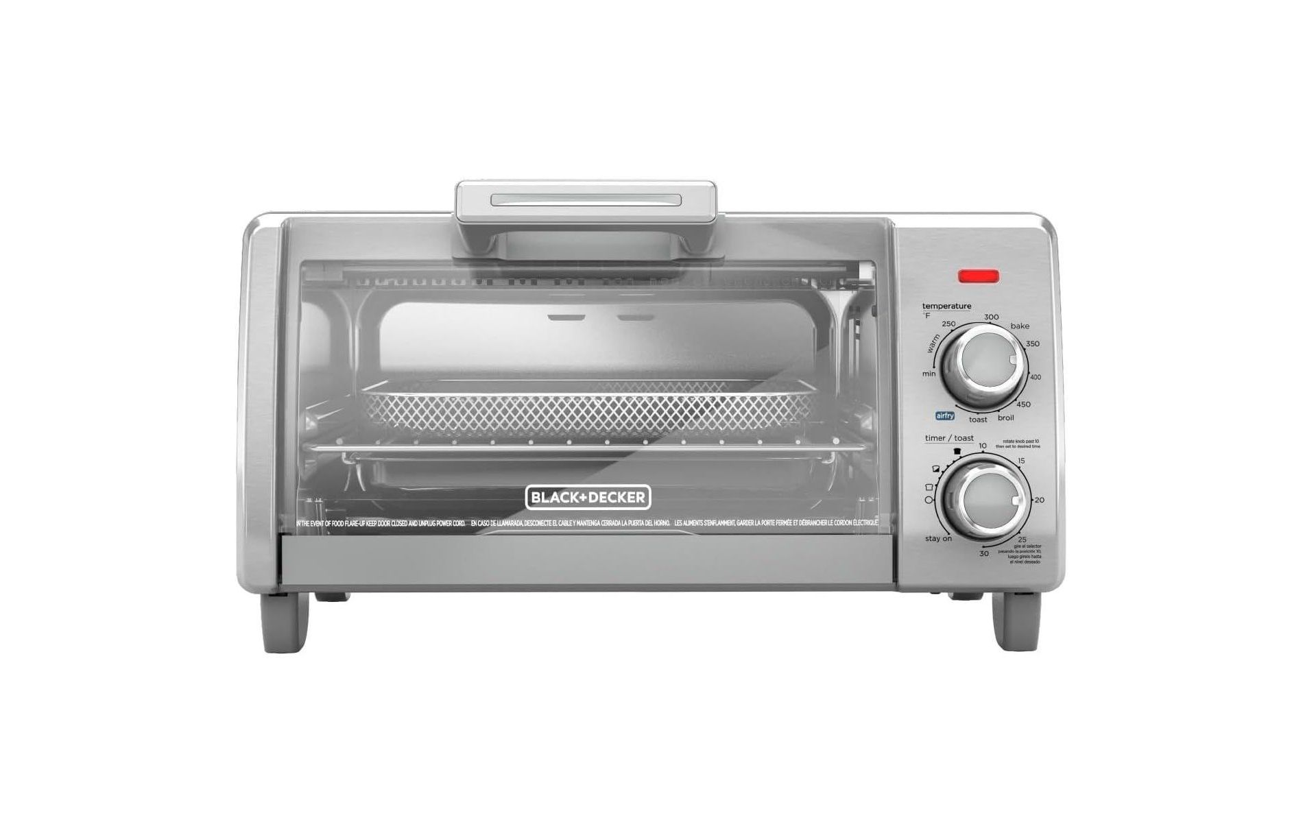 BLACK+DECKER 4-Slice Crisp 'N Bake Air Fry Toaster Oven, TO1787SS, 5 Cooking Functions, 30 Minute Timer, Stainless Steel