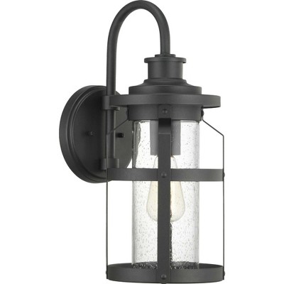 Progress Lighting Haslett 1-Light Medium Wall Lantern, Antique Pewter, Seeded Glass Shade