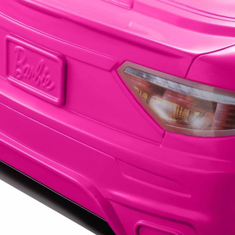 Barbie Toy Car, Bright Pink 2-Seater Convertible with Seatbelts and Rolling Wheels, Realistic Details, 4 of 8
