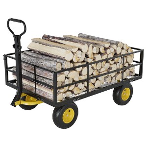 Cart - Heavy-Duty Folding Patio Cart with 10" Multi-Terrain Tires | 500-lb Capacity, 4 Removable Mesh Sides, 180° Swivel Handle for Kitchen, Patio - 1 of 4