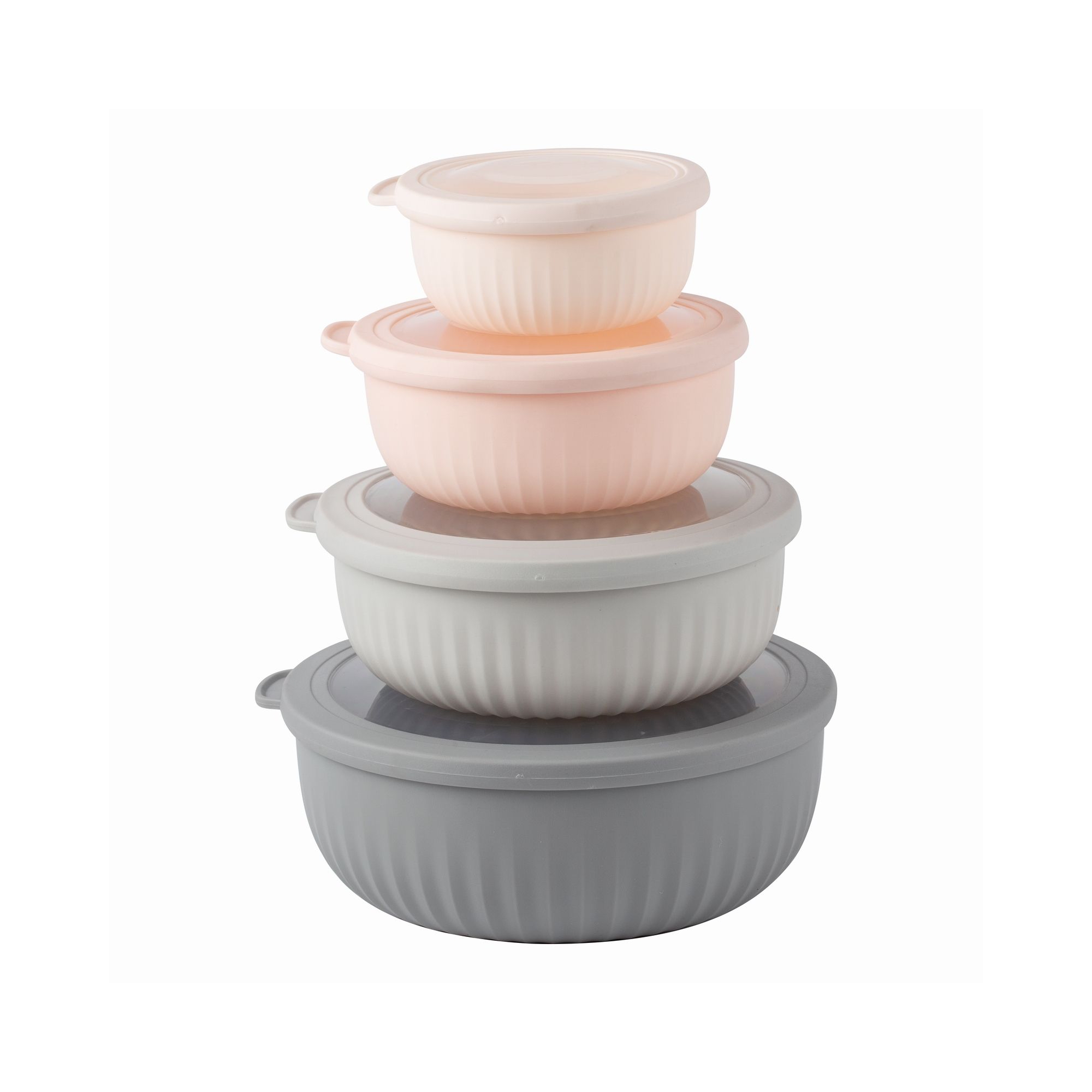 COOK WITH COLOR Wide Mixing Bowls with Lids 8 Piece Set PINK