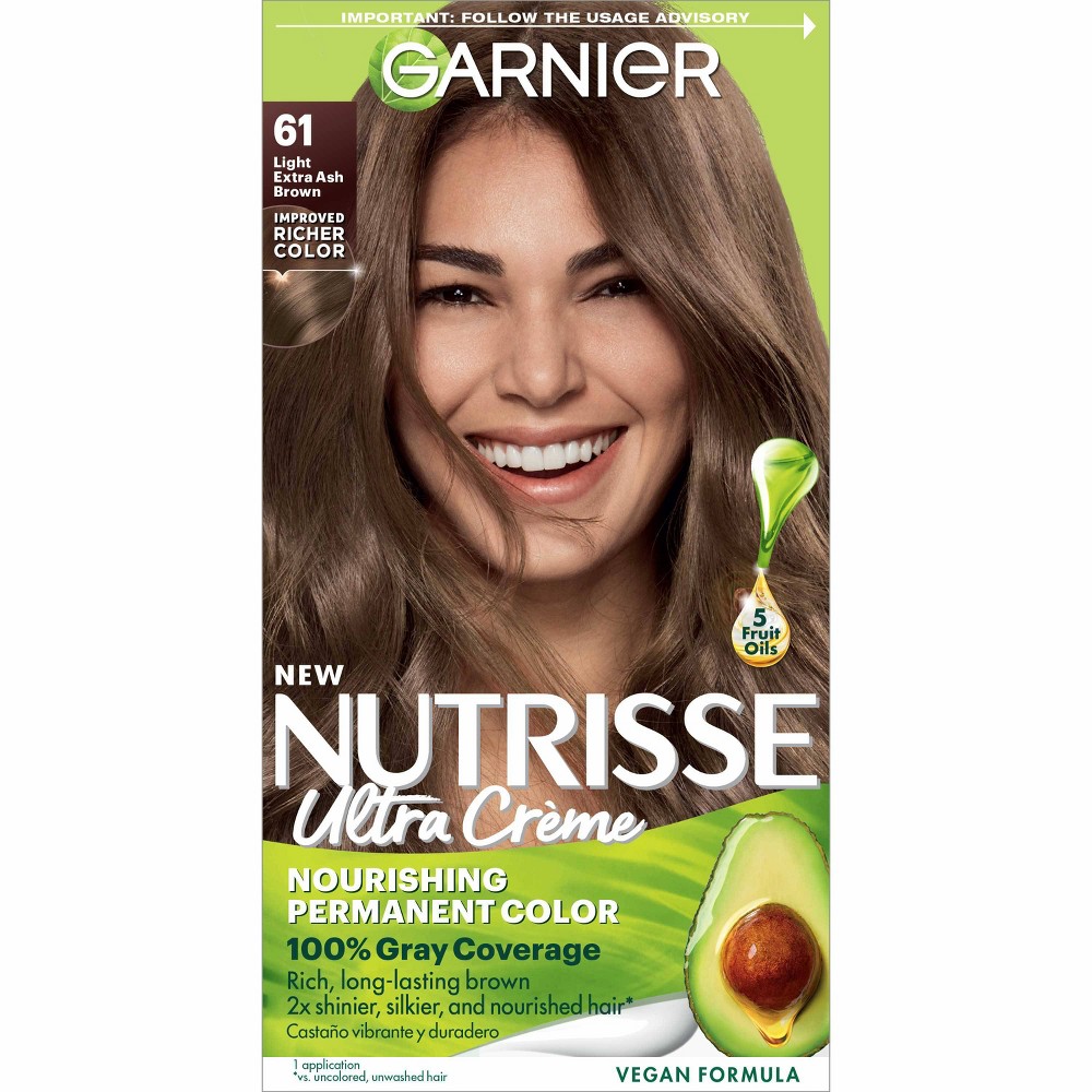 Photos - Hair Dye Garnier Nutrisse Nourishing Permanent Hair Color Creme - 61 Light Ash Brow 