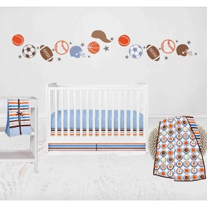 Bacati - Mod Sports Blue Orange Chocolate 4 pc Crib Bedding Set with Diaper Caddy - 1 of 4