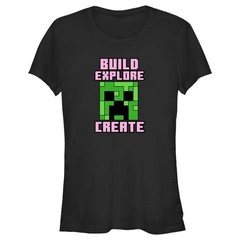 Juniors Womens Minecraft Creeper Face Build Explore Create T-Shirt - image 1 of 4