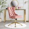 CAVINAS Ergonomic Office Chair, Tufted Button Home Office Chair with Golden Metal Base, Velvet Upholstered Adjustable Desk Chair Swivel Office Chair - 2 of 4