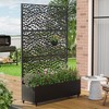 Wooakway Black Metal Planter Box with Trellis Raised Garden Bed with Arbor Privacy Screen with Wheels - 3 of 4