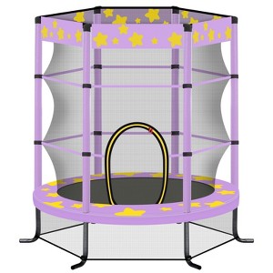 SEVOBAL Trampolines 55 Inch Kids Trampoline with Safety Enclosure Net, 4.5FT Outdoor Indoor Trampoline for Kids, Purple, 66"*66"*63.4" - 1 of 4