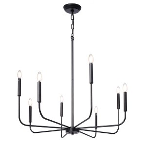 LNC Concise 8-Light 31.5" Modern Candle Oversized Chandelier,Rustic Matte Black - 1 of 4