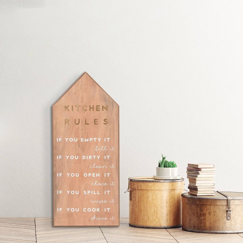 11&#34; x 28&#34; Kitchen Rules Wall Sign Natural - Prinz, 3 of 5