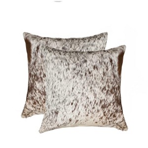 HomeRoots Set of Two 18" Brown and White Cowhide Throw Pillows - 1 of 4